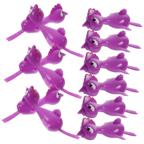 Warmhm 20 Stück Katapult-Küken- elastisches Hühnchenspielzeug Kuscheltier Huhn Mini-Huhn Hühnerzubehör Cartoon-Huhn- für Huhn Vinyl Violett von Warmhm