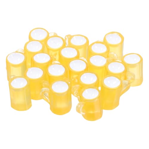 Warmhm 20 Stück Mini-Bierkrug Miniaturglas Puppenhaus Mini -Bier Puppenhaus-Miniatur-szenenmodell Mini-puppenhaus-zubehör Miniatur-Dekorationen Miniaturspielzeug Dollhouse Decor Gelb Harz von Warmhm