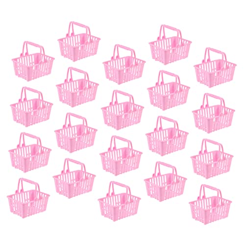 Warmhm 20 Stück Mini-Einkaufswagen einkaufskorb einkaufswagen Kleiner Weidenkorb handhaben Mädchenspielzeug im Alter von 4-5 Jahren Puppen-Einkaufskorb Plastik Rosa von Warmhm