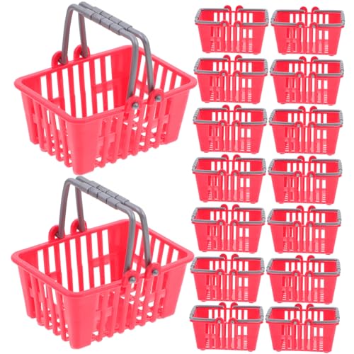 Warmhm 20 Stück Mini-einkaufskorb Kleiner Einkaufskorb Miniatur Kleiner Spielzeugkorb Winzig Mädchen Mini-Requisiten-einkaufskorb Lebensmittelgeschäft Mini Körbe Stütze Plastik Rot von Warmhm