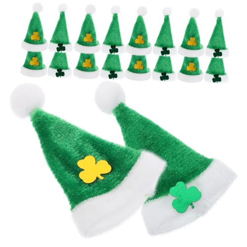 Warmhm 20 Stück Mini-klee-Ornamente Puppenhutverzierungen Party Mini-kleeblätter Für Miniaturhut Kobold Puppenmützen-dekore Klein Mini-hüte Erwachsene St. Patricks Day Mini-Hut Plüsch von Warmhm