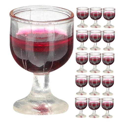 Warmhm 20 Stück Miniatur- -rotweinglas Kelch Party Winzig Stichworte Hochzeit Dekoration Miniaturen Tassen Miniaturmodell Eines Rotweinbechers PVC Wiederverwendbar von Warmhm