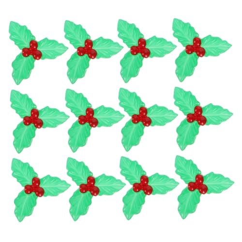 Warmhm 20 Stück Weihnachts Frucht Ornamente Stechpalmenblätter Stechpalmenbeeren Zum Basteln Künstliche Stechpalmenbeeren Mini-baumschmuck Miniaturen Zum Basteln Light Green Harz von Warmhm
