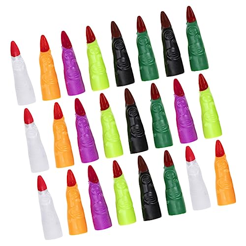 Warmhm 24 Stück Halloween-Nagelset Nagel Charms Bunte Hexenfinger falscher Finger zappelt Plüsch Halloween Finger Halloween nägel Halloween Nails Hexennägel Halloween-Hexenfinger Plastik von Warmhm