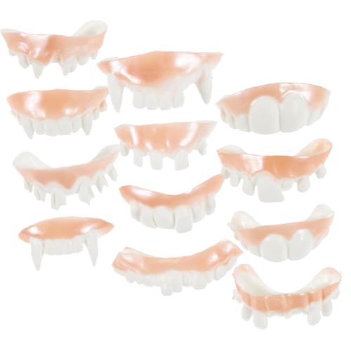 Warmhm 24 Stück Halloween-zahnersatz Kostüm Falsche Zähne Vampir-kostüm Lustige Zähne Für Erwachsene Kostümzähne Dellen Zähne Halloween Kostüm Mit Falschen Zähnen Streichzähne PVC von Warmhm