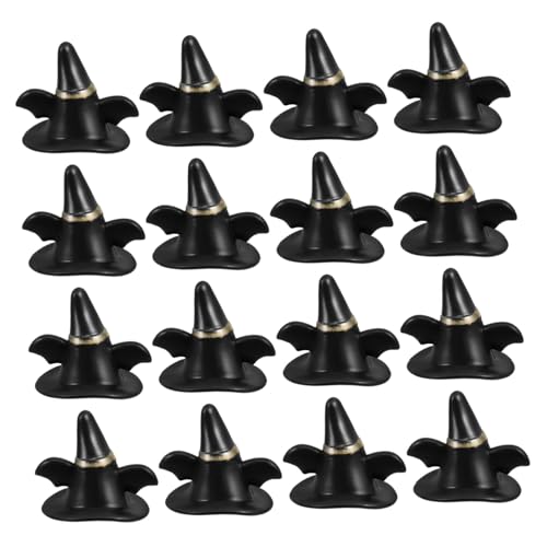 Warmhm 24 Stück Mini-elfenhut Deko Mini-schneemannmützen Mini-strickmützen Kleine Hüte Für Puppen Dollhouse Decor Puppe Haustier Hut Miniatur-arbeiterpuppenhüte Böser Charme Plastik Black von Warmhm