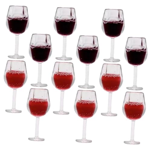 Warmhm 24 Stück Realistische Miniatur Weinbecher Schnapsbecher Cocktail Lichtgläser Getränkespielzeug Kaffeemaschine Computerbrille Damenflaschen – Glaswaren Spielzeughaus von Warmhm