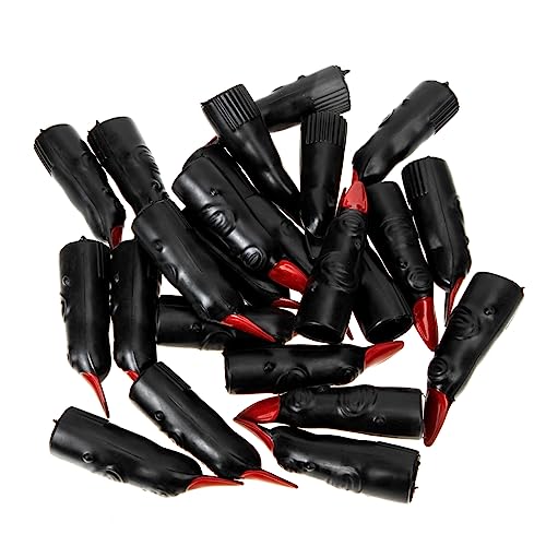 Warmhm 24 Stück gefälschte Halloween Finger Halloween Scherzartikel Halloween Decor Hey gefälschter Hexenfinger Nagel falsche Finger Fingernägel für Cosplay Plastik Black von Warmhm