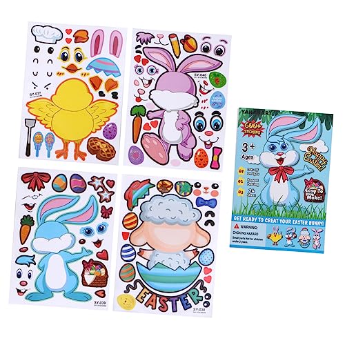 Warmhm 25 Blatt Mix-and-Match-Aufkleber Ostern Machen Sie Ihren eigenen Aufkleber Gesichtsübereinstimmungsaufkleber Aufkleber für Bastelprojekte von Warmhm