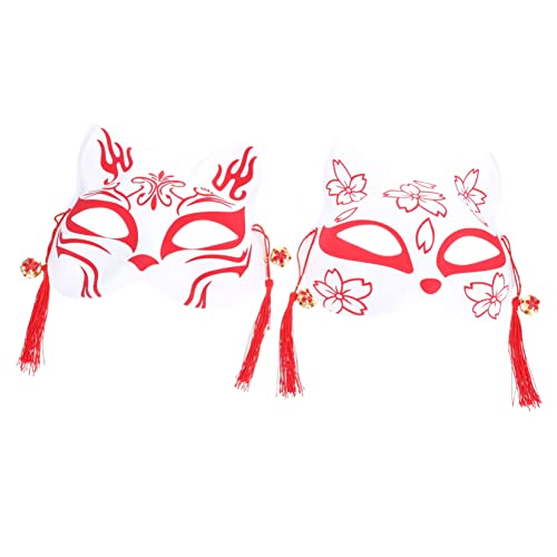 Warmhm 2st Halloween-maske Handbemalte Masken Gastgeschenke Für Tierkostüme Cosplay-halloween Dekorative Fuchsmasken Kabuki-masken Handwerk Handgemalt Kind Rot Pvc Einzigartig Partybedarf von Warmhm