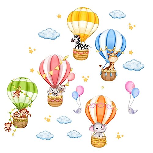 Warmhm 2blätter Wanddekor-Aufkleber Heißluftballon Tier Muster Selbstklebende Abzieh Und Klebetapeten Für Wohnzimmer Kinderzimmer DIY Wandaufkleber PVC-abzieh Und Klebetapeten von Warmhm