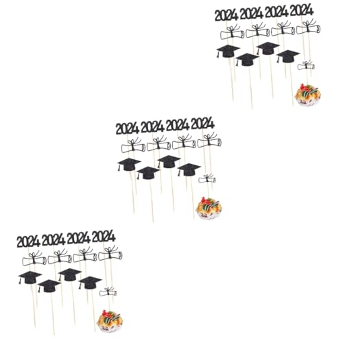 Warmhm 3 Sätze Graduierungskappe-Kuchendekoration Kucheneinsätze Vorschulabschluss Partydekorationen Geburtstag Papier kinderdecken abschlussfeier Kuchenverzierung Grad Partyzubehör Holz von Warmhm