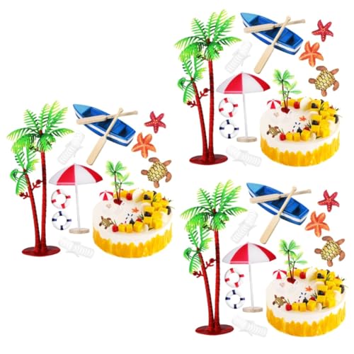 Warmhm 3 Sätze Kuchendekorationsverzierungen Strand Tropische Dekorationen Topper Tropisches Hochzeit Meerjungfrau-party Partydekorationen Geburtstag Baum Plastik 10 Stück * 3 von Warmhm