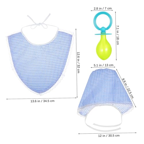 Warmhm 3 Stück Babykostüm Set Erwachsene Teilig Mütze Fasching Karneval Kostüm Zubehör für Männer und Frauen Waschbar Wiederverwendbar Lustiges Cosplay Party Outfit Blau von Warmhm