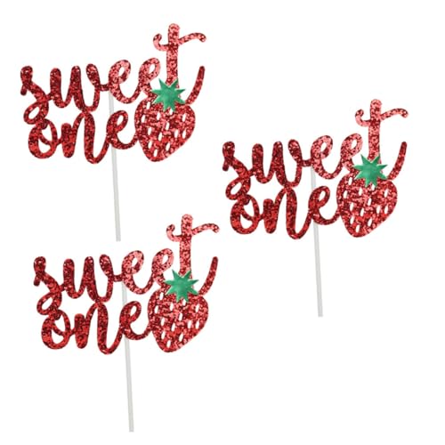 Warmhm 3 Stück Fröhliche Obstspieße Cake Toppers für Geburtstagsfeiern Kreative Dekoration für Torten und Party Accessoires für Unvergessliche Anlässe von Warmhm