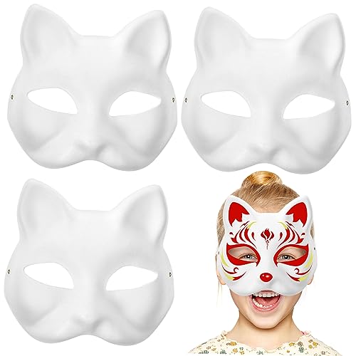 Warmhm 3 Stück Katzenmasken – Weiße DIY Masken Zum Selbermachen - Unbemalt Für Maskerade - Halloween Und Cosplay Perfekte Anziehmasken Für Und Erwachsene Warmhm 3 Stück Katzenmasken – Weiße DIY Masken Zum Selbermachen - Unbemalt Für Maskerade - Halloween Und Cosplay Perfekte Anziehmasken Für Und Erwachsene von Warmhm