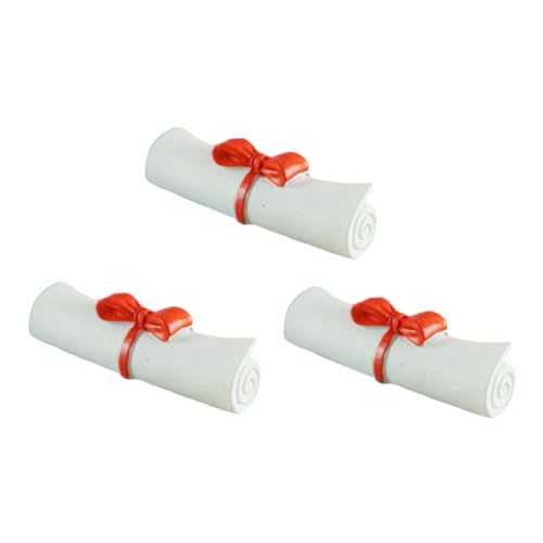 Warmhm 3 Stück Mini-Scroll-Modell Tortendeko Einschulung Kuchen-Absolvent- Abschlusszeugnis Muster Kuchen-Absolvent-Ornament Zertifikat Scroll-Ornament Mikrolandschaftsornament Harz von Warmhm