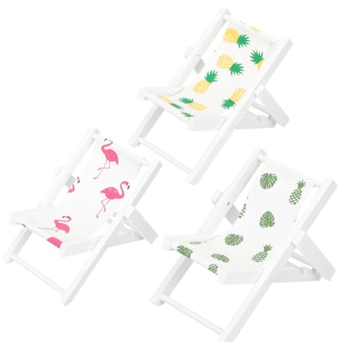 Warmhm 3 Stück Mini-strandkörbe Mini-stühle Stranddekor Zubehör Für Strandkörbe Mini-puppenhaus-zubehör Mini-Stuhl Miniaturmöbel Mini-strandkorb Puppenhaus-Garten-terrassenmöbel Stoff von Warmhm