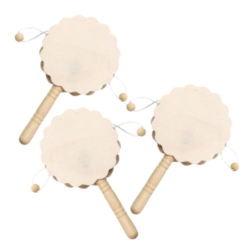 Warmhm 3 Stück Rassel Handwerk Ö Vorschule Kind Artikel malen Musikinstrument DIY Malerei Rasseltrommel Holz klappertrommel selber Machen DIY liefert Ahorn Beige von Warmhm