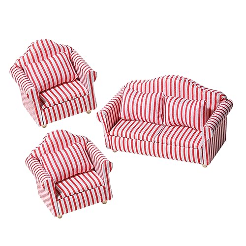 Warmhm 3 Stück Sofaset Teiliges Puppenhaus Möbel Rote und Weiße Streifen Couch und Sessel für Dekoration Puppenhaus Zubehör und Spielzeugmöbel Hochwertige Miniaturmöbel für Kreatives Warmhm 3 Stück Sofaset Teiliges Puppenhaus Möbel Rote und Weiße Streifen Couch und Sessel für Dekoration Puppenhaus Zubehör und Spielzeugmöbel Hochwertige Miniaturmöbel für Kreatives von Warmhm