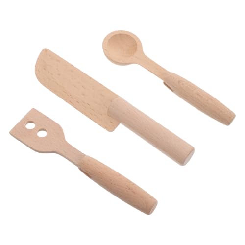 Warmhm 3 Stück Teiliges Holzspielzeug Set für Kinderküche Realistische Kochutensilien mit Messer und Löffel zum Schneiden von Obst Gemüse und Sandwiches für Kleinkinder und Vorschulkinder Warmhm 3 Stück Teiliges Holzspielzeug Set für Kinderküche Realistische Kochutensilien mit Messer und Löffel zum Schneiden von Obst Gemüse und Sandwiches für Kleinkinder und Vorschulkinder von Warmhm