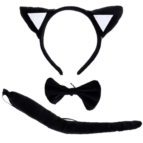 Warmhm 3 Stück Teiliges Katzenkostüm set für Baumwoll stirnband mit Katzenohren Passender Schleifenbinder und Angenehm und Sicher für Partys Theater und Halloween verkleidung Warmhm 3 Stück Teiliges Katzenkostüm set für Baumwoll stirnband mit Katzenohren Passender Schleifenbinder und Angenehm und Sicher für Partys Theater und Halloween verkleidung von Warmhm