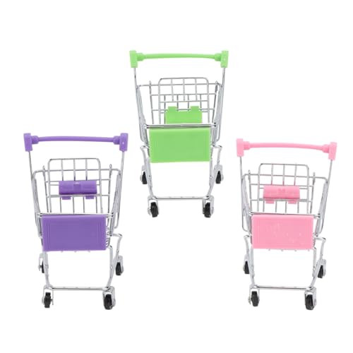 Warmhm 3 Stück Teiliges Mini Einkaufswagen Spielset für Metallisches Rollenspielspielzeug und Grün Make Up Storage und Schreibtisch Organizer für Jungen von Warmhm