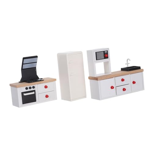 Warmhm 3 Stück Teiliges Miniatur Puppenhaus Küchenmöbel Weiß mit Kühlschrank Integriertem Herd und Schrank Kindersicheres Detailreiches Europäisches Design für Fantasievolles Rollenspiel Warmhm 3 Stück Teiliges Miniatur Puppenhaus Küchenmöbel Weiß mit Kühlschrank Integriertem Herd und Schrank Kindersicheres Detailreiches Europäisches Design für Fantasievolles Rollenspiel von Warmhm