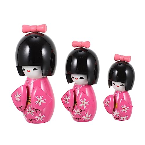 Warmhm 3 Stücke Kimono Puppen Puppe Mädchen Puppenhaus Miniatur Bausatz Funkeln Reize Figuren Geisha Karikatur Für Japan Entzückende Kimonopuppe Wohnkultur Hölzern Rosy von Warmhm