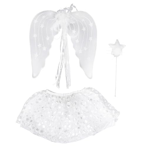 Warmhm 3 Stücke Teiliges Engel Kostüm Set mit Flügeln Rock und Verkleidung für Karneval Halloween und Cosplay Partys Verstellbar und Bequem Perfektes für Kleine Feenliebhaber Warmhm 3 Stücke Teiliges Engel Kostüm Set mit Flügeln Rock und Verkleidung für Karneval Halloween und Cosplay Partys Verstellbar und Bequem Perfektes für Kleine Feenliebhaber von Warmhm