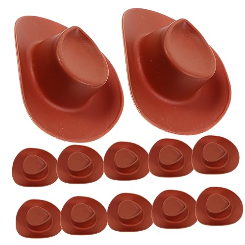 Warmhm 30 Stück Mini-cowboyhut Tortendeko Einschulung Minipuppenhüte Zum Basteln Kleine Hüte Zum Basteln Mini-hüte Mini-Puppen-Hut Miniaturhut Kleine Hütchen Zum Basteln Plastik Brown von Warmhm