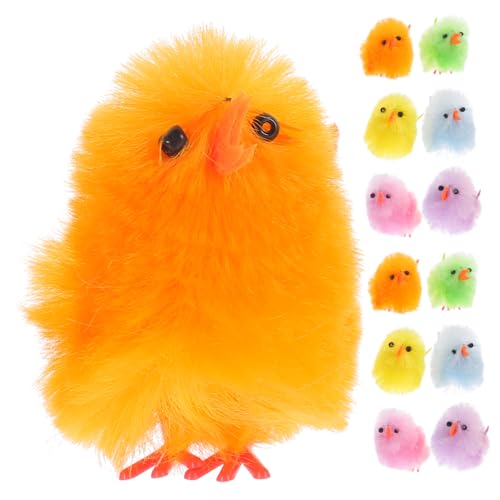 Warmhm 32 Stück Osterküken Gefülltes Küken-Modell Mini-Fuzzy-küken Küken Dekoration Kleines Huhn Ostern Gefüllter Hühnerplüsch Gefälschte Osterhühner Küken Osterdeko Colorful Hochwertiger von Warmhm