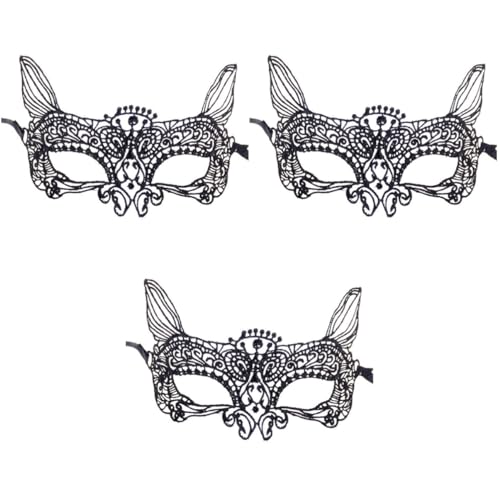 Warmhm 3St Halloween Party Maskenball Spitze Auge verkleiden Gefälligkeiten Karnevalsmaske Maskerade-Maske Spitzenmaske Halbmaske Partymaske Mode Zubehör Katzenfrau Requisiten Kleidung von Warmhm