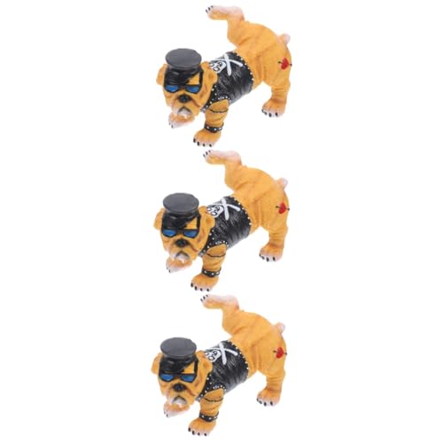 Warmhm 3st Hundeskulpturverzierung Modell Spielzeug Kleine Tierfiguren Desktop-dekor Mini-tierfiguren Lustige Hundestatuen Terrier-hundestatue Tierdekor Welpe Miniatur Büro Harz Zubehör von Warmhm
