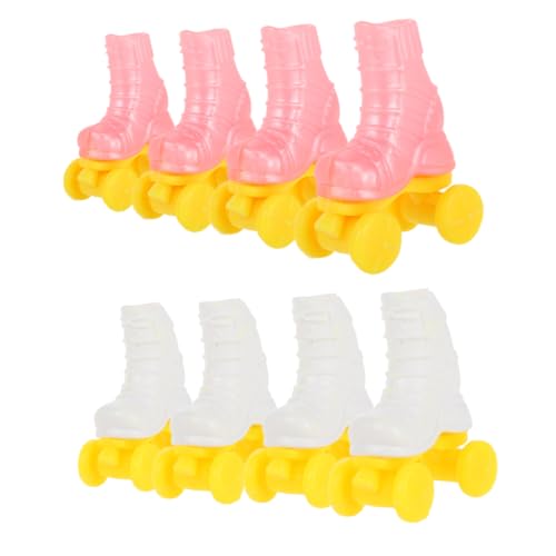 Warmhm 4 Paar Rollschuhe Puppenhaus Zubehör Puppenherstellungsbedarf Babypuppenschuhe Puppen Eislaufwerkzeug Mini Schlittschuhe Für Puppen Schlittschuhbasteln Für Puppen Mini von Warmhm