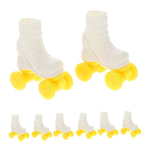 Warmhm 4 Paare Puppenschlittschuhe Puppenschuhe Miniatur-ski Bjd-Schuh Miniatur-schneeski Mit Stöcken Mini-ski-Skates Mini-kurzski-Skates Für Den Schnee Mini-skiboards Plastik von Warmhm