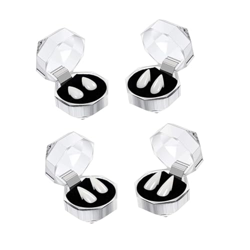 Warmhm 4 Paare Vampire Cosplay gefälschte Zähne Halloween schminke Halloween Make up Fake Teeth vampirzähne Dekoration Kostüm Party Halloween-Cosplay-Zubehör Vampirprothesen Harz von Warmhm