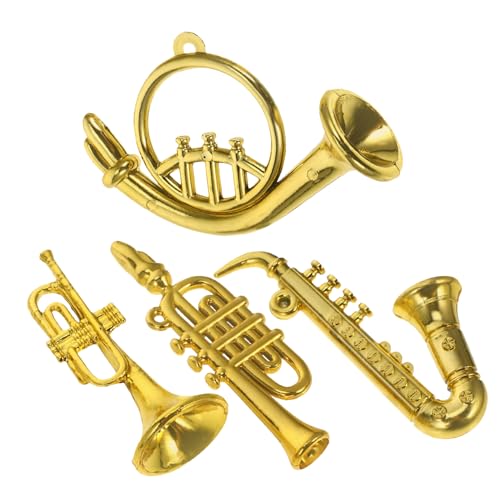 Warmhm Realistische Miniatur-Saxophon-Modelle Für Puppenhäuser 4 Stück Mini-instrumentensätze Home Decor Musik von Warmhm