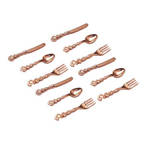 Warmhm 4 Sätze Mini-Western-Geschirr für kinderspielzeug Children Kid Desktop-Herzstück Mini-Puppenhaus-Geschirr Mini-Geschirr-Kit Legierung Gold von Warmhm