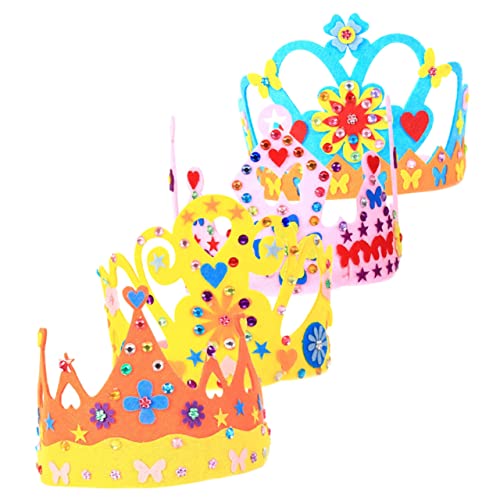 Warmhm 4 Sätze handgefertigte Krone Geburtstagskronen für Set zur Herstellung einer Geburtstagskrone Prinzessin kinderparty mitgebsel babyshowergeschenk Krone-DIY-Kit Kinderkronen von Warmhm