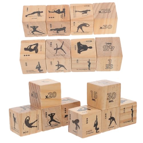 Warmhm 4 Satz Holzwürfel Yoga-Frauen Für Fitness Würfelübung Trainieren Würfel Übungswürfel Aus Holz Übungsspiel Würfel Wiederverwendbare Übungswürfel Party-übungswürfel Hölzern von Warmhm