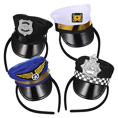 Warmhm 4 Stück Bootszubehör Hut-haarreifen Mini-kapitänsmütze Kreuzfahrtpiratenhut Kapitänsmütze Stirnband Yacht-kapitänshut-stirnbänder Kostüm Kind Polyester Marine von Warmhm
