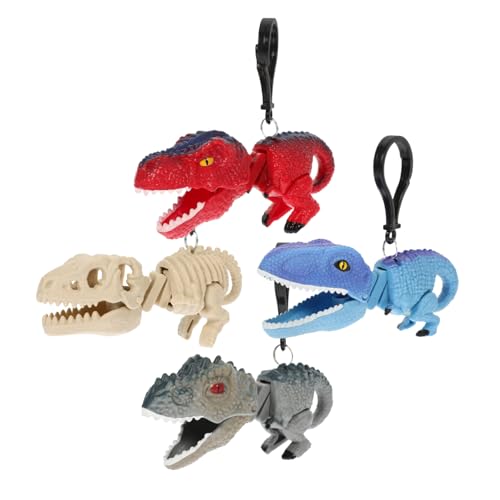 Warmhm 4 Stück Dinosaurier -Clip -Schlüsselbund Spaß-Streich-Requisite Rucksack hängender Anhänger Handtasche zum Aufhängen Schlüsselanhänger zum Aufhängen Abs von Warmhm