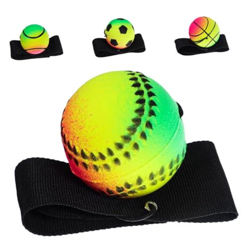 Warmhm 4 Stück Fluoreszierender Hüpfball Erwachsene matschig quetschen Handgelenk-Rückprallball Sport Handgelenkball Handgelenkrückholball für Gummi von Warmhm