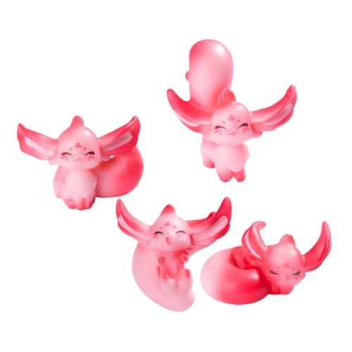 Warmhm 4 Stück Fuchs-Party-Dekorationen geburtstagsdekoration Fuchs Minifiguren aus Kunstharz Kleintierspielzeug Fuchsparty Harzfiguren Fuchs-Geburtstagsparty-Dekorationen Rosa von Warmhm