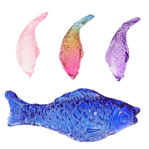Warmhm 4 Stück Glasfisch Ornament Aquarium Dekoration Heimdekoration Fischstatue Fischfigur Dekorative Fischdekoration Realistische Fischdekoration Glas Koi Fischfigur von Warmhm