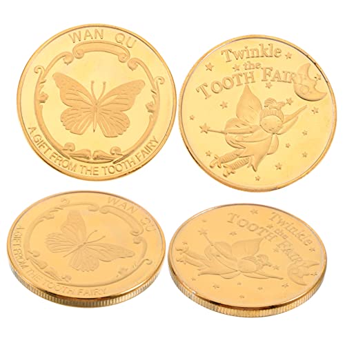 Warmhm 4 Stück Goldmünzenspielzeug funkeln Zahnsouvenir Goldener Zahn für kleine Mädchen Zahnfee aus Kinderspielzeugmünze zarte Handwerksmünze kleine Bastelmünze Legierung Warmhm 4 Stück Goldmünzenspielzeug funkeln Zahnsouvenir Goldener Zahn für kleine Mädchen Zahnfee aus Kinderspielzeugmünze zarte Handwerksmünze kleine Bastelmünze Legierung von Warmhm