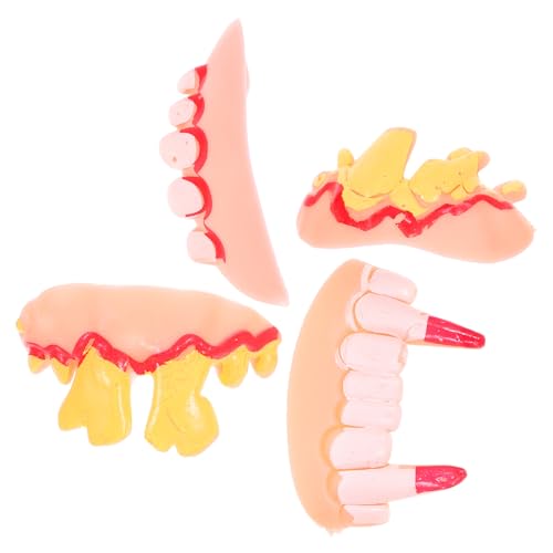 Warmhm 4 Stück Hässliche Zähne Gruselige Zähne Für Halloween Falsche Zähne Halloween Gefälschte Zähne Cosplay -zähne Lustige Zähne Cosplay-zahnersatz Gefälschte Zahnprothesen Gummi von Warmhm