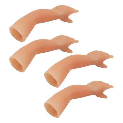 Warmhm 4 Stück Kobolds Hand Halloween Hände Zauberer Fingerspielzeug LED kleine Hand Gummihand Lustige Streichspielzeuge Partygeschenk Festival-Requisiten Trick Kieselgel Khaki von Warmhm