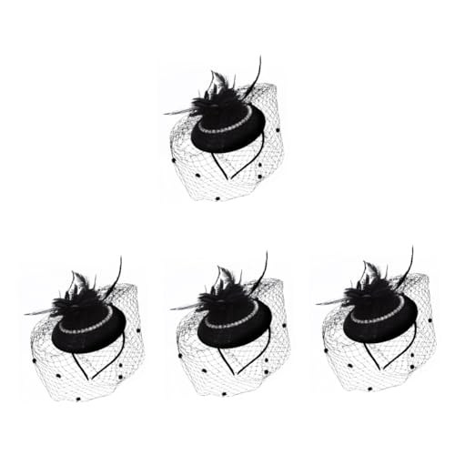 Warmhm 4 Stück Kopfbedeckungen für die Braut khimar hijab elegant Haarschmuck für die Hochzeit Perlen-Haarspangen Fascinator-Stirnband dekorative Teeparty-Haarspange Jahrgang schmücken von Warmhm